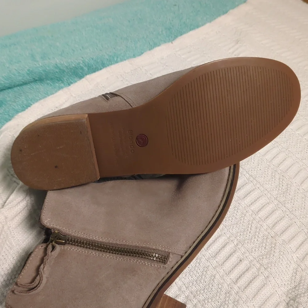 Blondo Tan/Camel Suede Waterproof Booties — Dual Functional Zippers, Cushioned